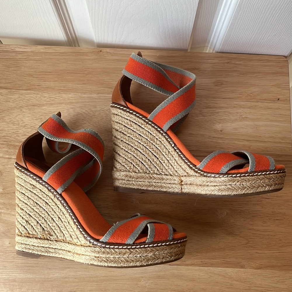 Tory Burch Tri-Color Fabric Adonis Espadrille Wed… - image 3